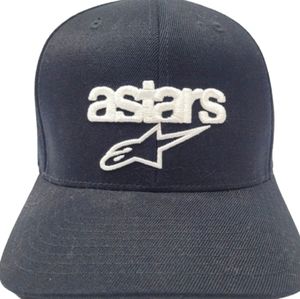 Alpinestars Black W/White Embroidered Logo Flex Back Baseball Hat/Cap  Sm-Med